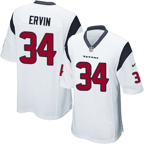 Men's Game Tyler Ervin Nike Jersey White Road - #34 NFL Houston Texans